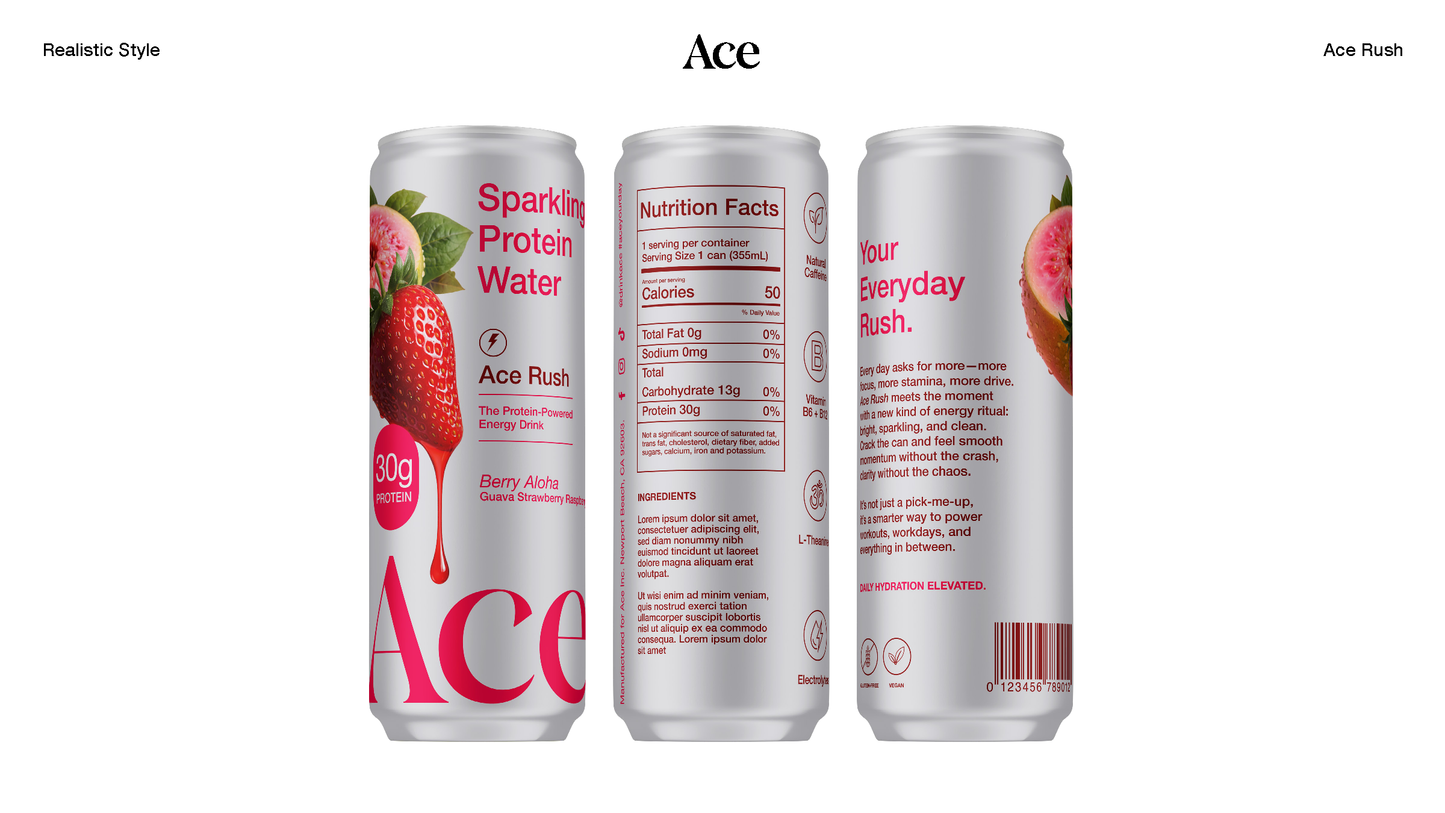 Berry Aloha — Ace Rush — Sparkling Protein Water